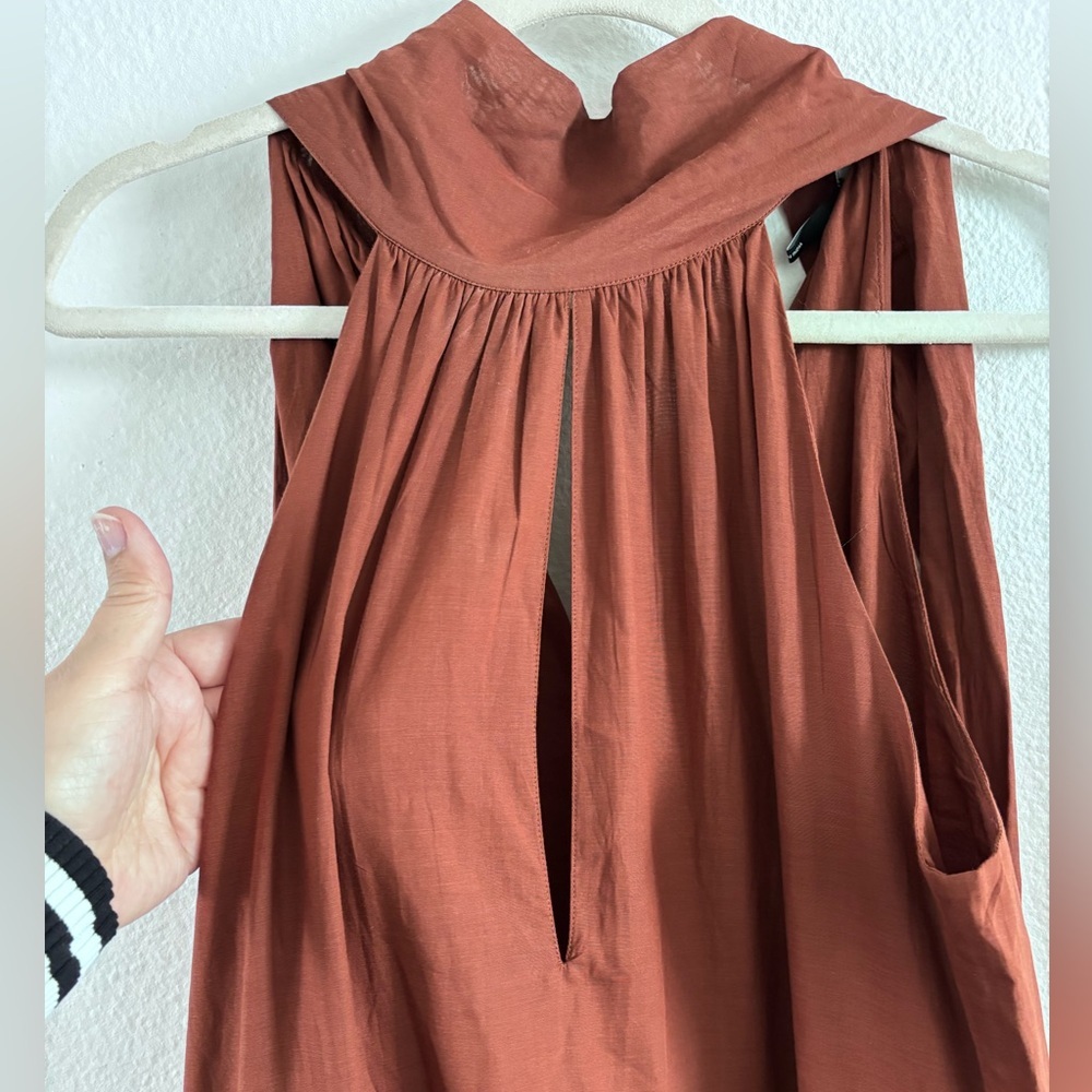 ME+EM Cotton Voile Halterneck Full-Length Dress - NWT - Cinnamon Size: 12 - Picture 6 of 15